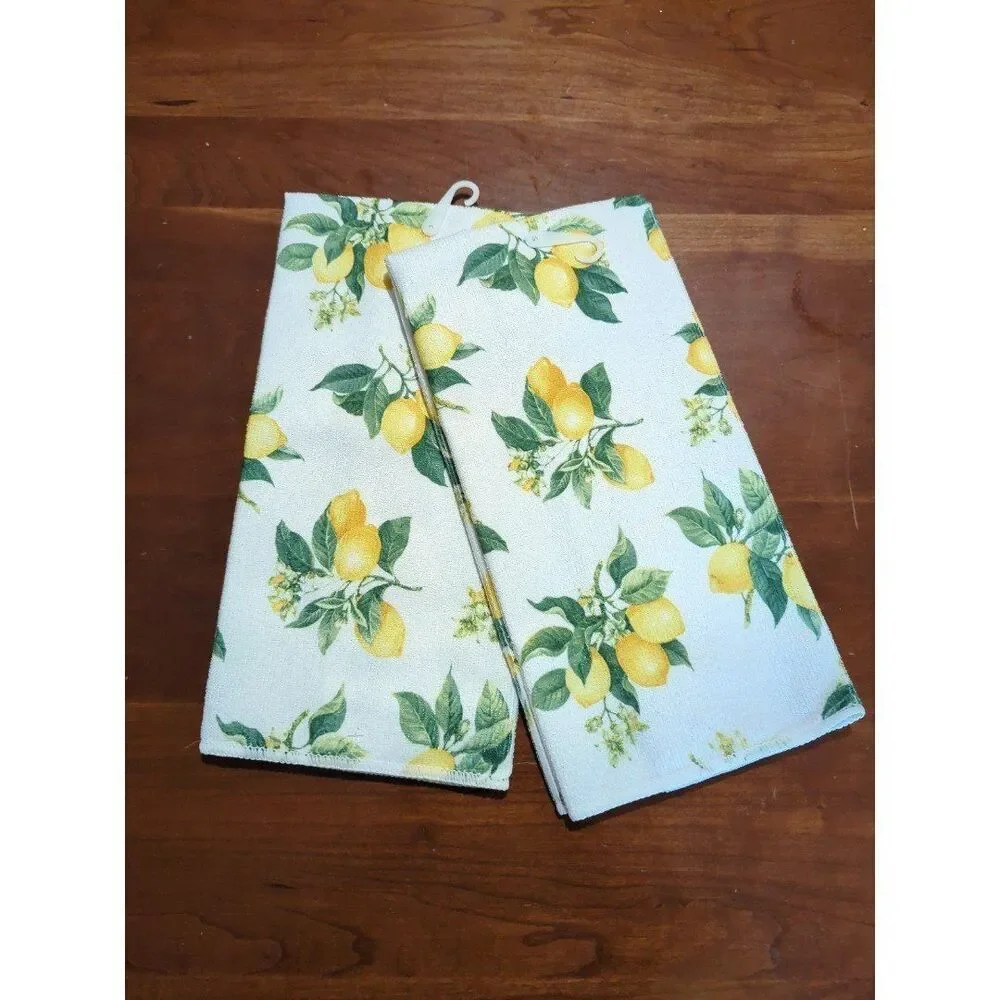 Lemon kitchen set towels pot holders brand new